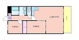 朝日プラザ靱公園第2 2LDKの間取図画像