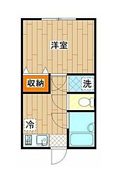 ニューウィング中目黒 1Kの間取図画像