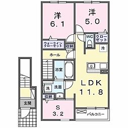 カレント レジデンス 下増田I 2LDKの間取図画像