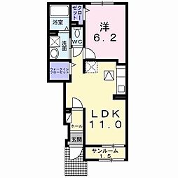 パーチェム 1LDKの間取図画像