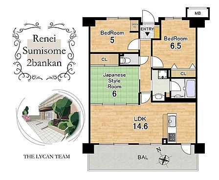 【間取図】お部屋は南向きの3LDKです。各居室に広さがあり、使いやすい間取りです。単身の方からファミリーでご検討の方までお勧めできます。