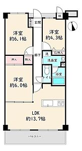 間取り:全居室洋室の使いやすい3LDK。各部屋に収納を備え、家事動線もスムーズなレイアウトです。 間取り:全居室洋室の使いやすい3LDK。各部屋に収納を備え、家事動線もスムーズなレイアウトです。