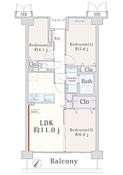 上大岡パーク・ホームズ 3LDKの間取図画像