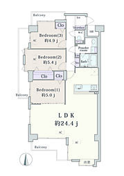 ファミネス元住吉 3LDKの間取図画像