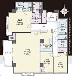 ヴィクトリアコートEASTBLDG. 3LDKの間取図画像