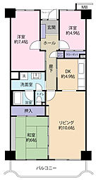 鎌倉岩瀬ハイツ 3LDKの間取図画像