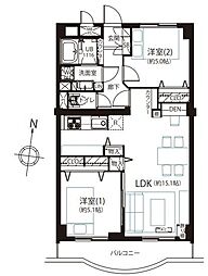 大森ハイツ 2LDKの間取図画像