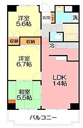 アトラクトマンショントムロ 3LDKの間取図画像