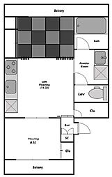 大六天マンション 2DKの間取図画像