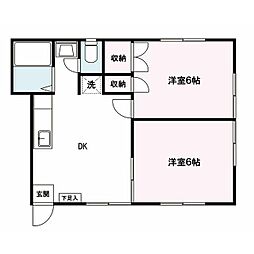 仲居ハイツ2 2DKの間取図画像
