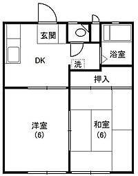 ハイツカサイ 2DKの間取図画像