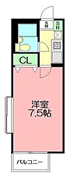 ペルソンヌ下依知 1Kの間取図画像
