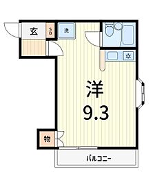 KOYOハイツ2 ワンルームの間取図画像