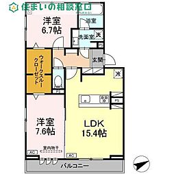 パークハイツ竜美 2LDKの間取図画像