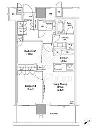 JIYUGAOKA MUSE SQUARE THE RESI 2LDKの間取図画像