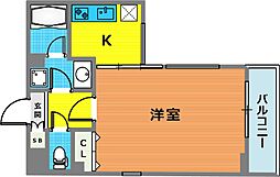 ミリアレジデンス桜新町 1Kの間取図画像