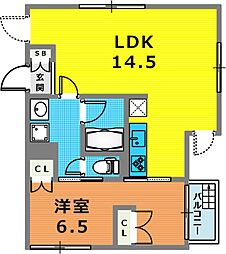 ASTILE三軒茶屋IV 1LDKの間取図画像