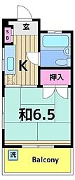 コーポ橘 1Kの間取図画像