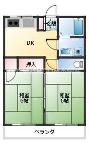 ベルハウス ｜宮崎県都城市平江町(賃貸アパート2DK・2階・39.75㎡)の写真 その2