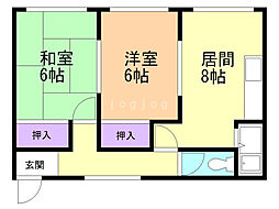 第2サンコーマンション 2LDKの間取図画像