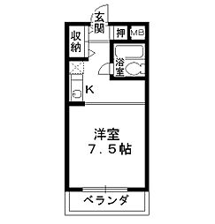 ラピーヌ久米田 3階1Kの間取り