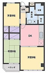 グリーンヒルズ石川1 3DKの間取図画像