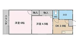 蘇我ハイム 2Kの間取図画像