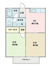 レジデンスおゆみ野 2DKの間取図画像