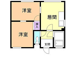 林マンション 2DKの間取図画像