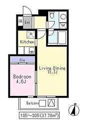 M.Flat 1LDKの間取図画像