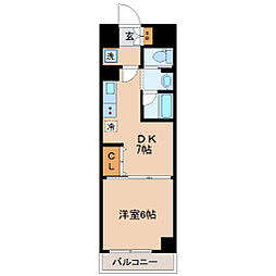 アスコット鉄砲町2 5階1DKの間取り