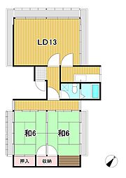 赤津マンション 2LDKの間取図画像