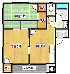 広島電鉄宮島線 古江駅 徒歩4分の賃貸マンション 4階2DKの間取り