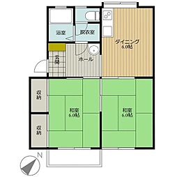 シーロー浜山E 2DKの間取図画像