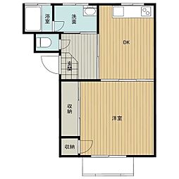 コーポCITY・1WEST 1LDKの間取図画像