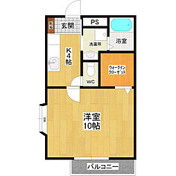 マイステージ17番館Ｂ棟 2階1Kの間取り