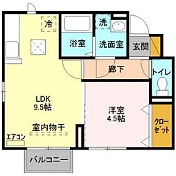 シーリーコート 1階1LDKの間取り