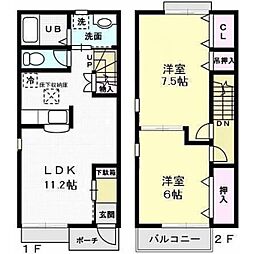 ｇｒａｃｉａ　弐番館 1階2LDKの間取り