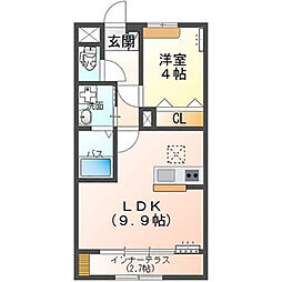 Olive(オリーブ) よしわら6丁目 1LDKの間取図画像