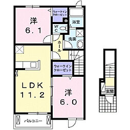 パレ・ロザージュ2 2LDKの間取図画像