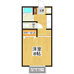シュリールAI 1Kの間取図画像