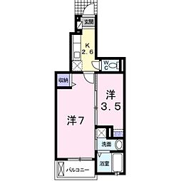エムズサニーガーデン6 1Kの間取図画像