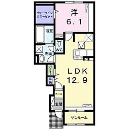 ミルキーウェイC 1LDKの間取図画像