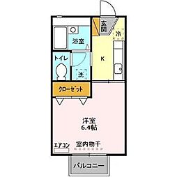 セジュール・久津見 1Kの間取図画像