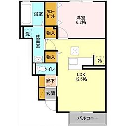 モンブラン 1LDKの間取図画像