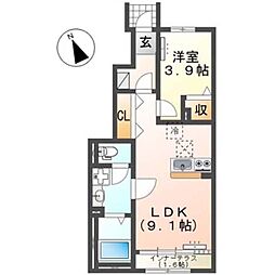 フェイジョアD(仮) 1LDKの間取図画像