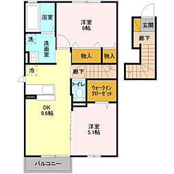 セジュール輝 2DKの間取図画像