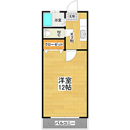 蓮河原コーポ 1Kの間取図画像
