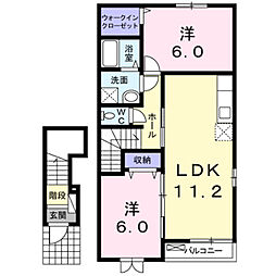 ティアラB 2LDKの間取図画像