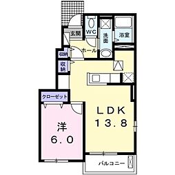 チヨタウンB 1LDKの間取図画像